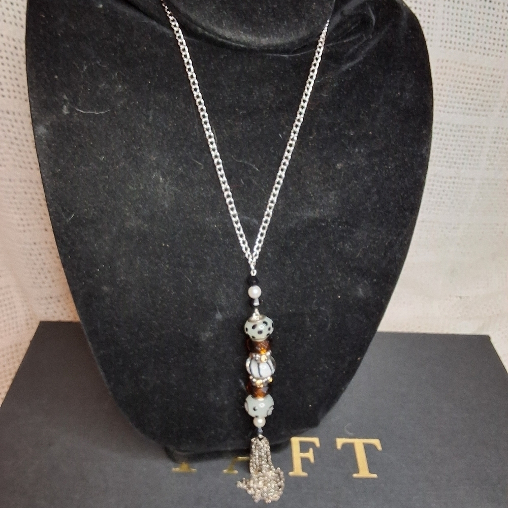 OOAk Art glass beads lariat necklace